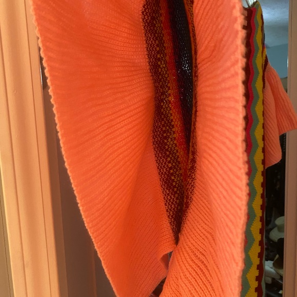 Athina, M(8/12) Poncho Sweater w/Ruffled Boarder, multicolor,mid calf length,NWT - Picture 5 of 6